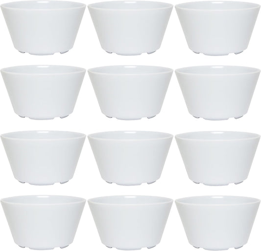 8 oz Bouillon Cup Melamine Set of 12- Dinnerware Soup Bowls Small Bowls for Side Dishes Dessert Soup Chili Dipping Sauce Dishwasher Safe Break-Resistant