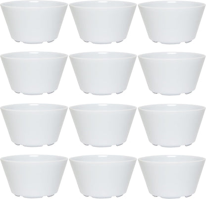 8 oz Bouillon Cup Melamine Set of 12- Dinnerware Soup Bowls Small Bowls for Side Dishes Dessert Soup Chili Dipping Sauce Dishwasher Safe Break-Resistant