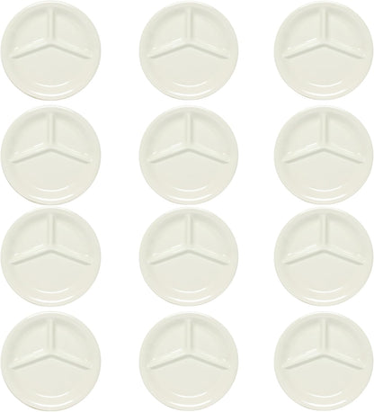 3 Compartment 10 1/4” Divided Plate Melamine Set of 12- Dishwasher Safe Break-Resistant Serving Platter Dinner Plates Portion Plates for Dinner Home Kitchen Restaurants