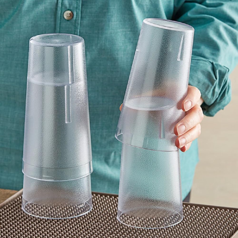 Pebbled Tumbler Drinking Cups Set of 12 - Reusable Premium Water Iced Tea Glasses Drinking Glasses Stackable Dishwasher Safe Break-Resistant for Home and Restaurants