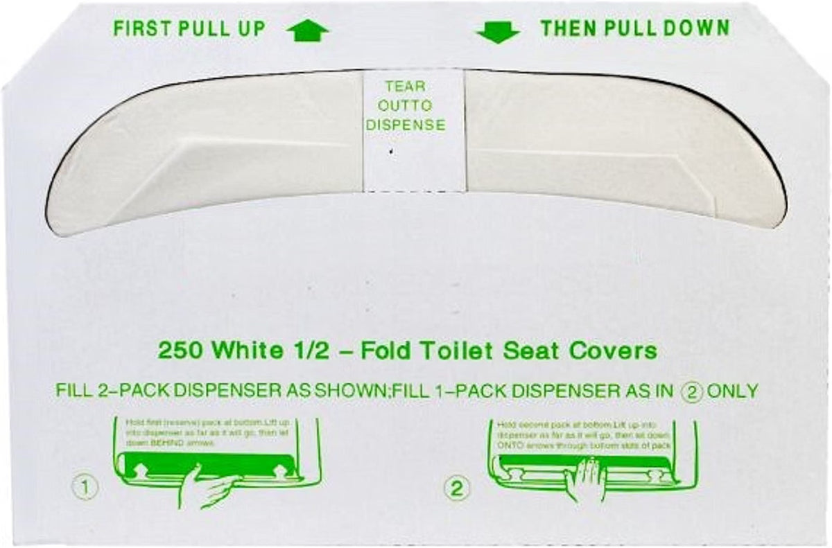 Half Fold Paper Toilet Seat Covers (250 Sheet/Pack) Disposable Toilet Seat Cover- Disposable Flushable Paper Toilet Seat Liner for Commercial and Public Restrooms Portable Potty Seats