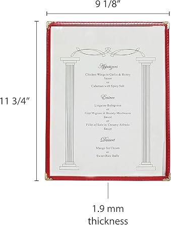 Single Restaurant Menu Covers 1 Page 2 View Set of 10- Crystal Clear Menu Covers Fits A4 Size Paper Menu Sleeve Menu Folder Menu Book Holders for Bar Cafe Restaurant