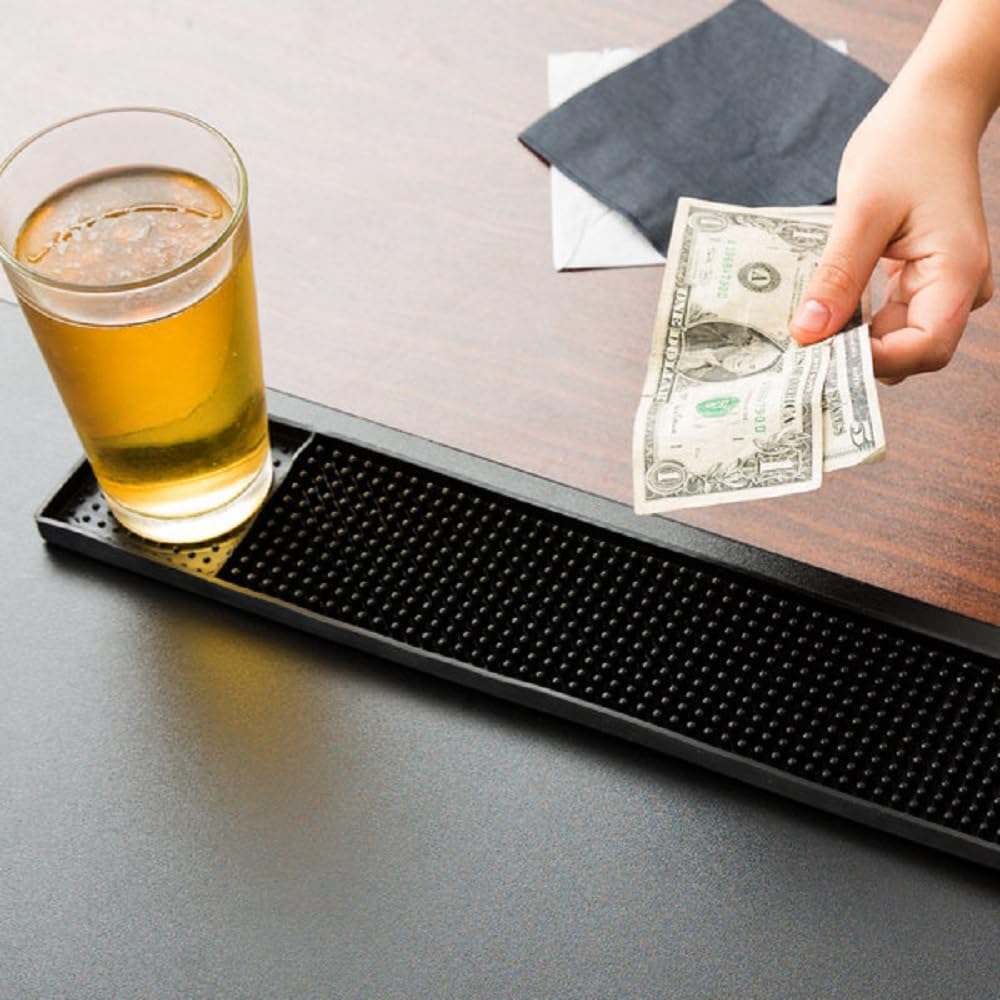 27" x 3-1/4" Long Rubber Bar Service No-Slip Mat- Bar Service Mat Service Mat Drying Bar Spill Mat for Counter Top Cafe Bar Kitchen Hotel Cocktail Perfect for Bars & Restaurants