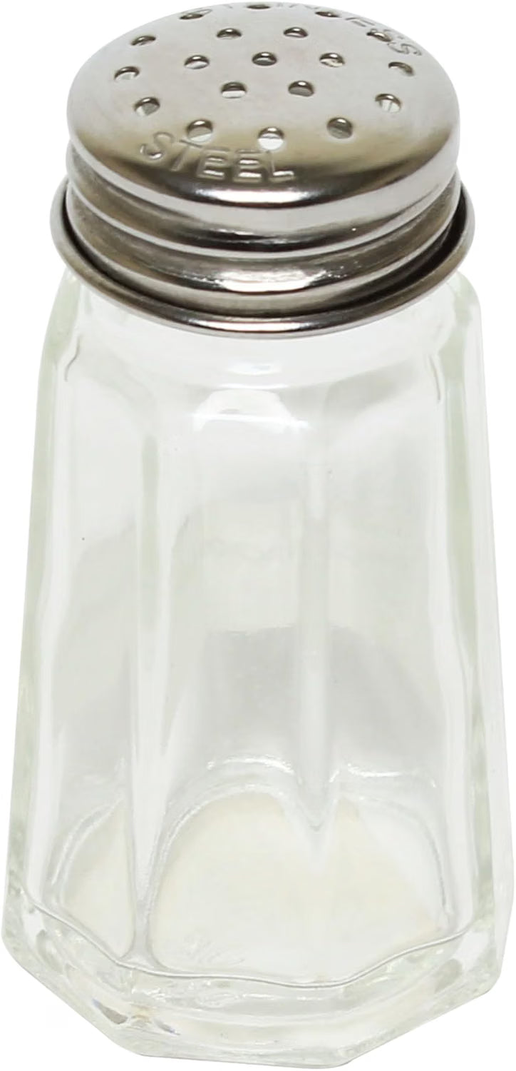 Paneled Spices Glass Shaker with Stainless Steel Cap Set of 12- Paneled design Spice Shakers Salt Pepper Shakers Spice Jars Table Accessories Counter for Kitchen Restaurants