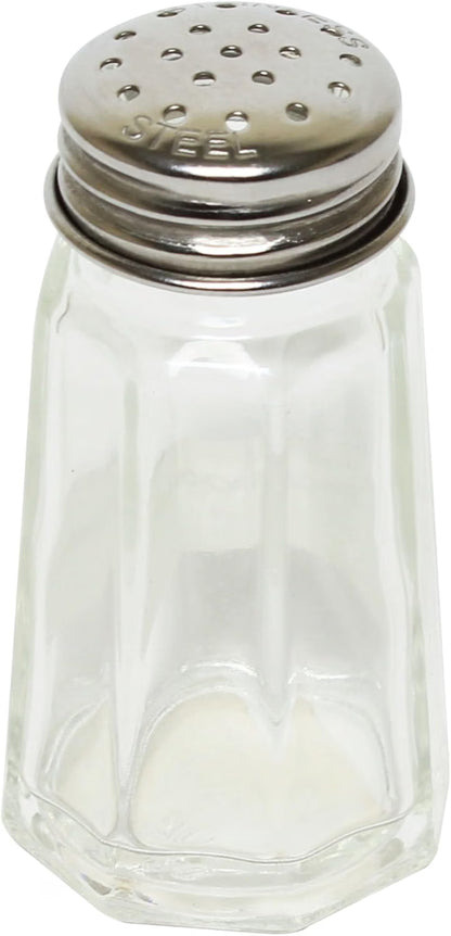 Paneled Spices Glass Shaker with Stainless Steel Cap Set of 12- Paneled design Spice Shakers Salt Pepper Shakers Spice Jars Table Accessories Counter for Kitchen Restaurants