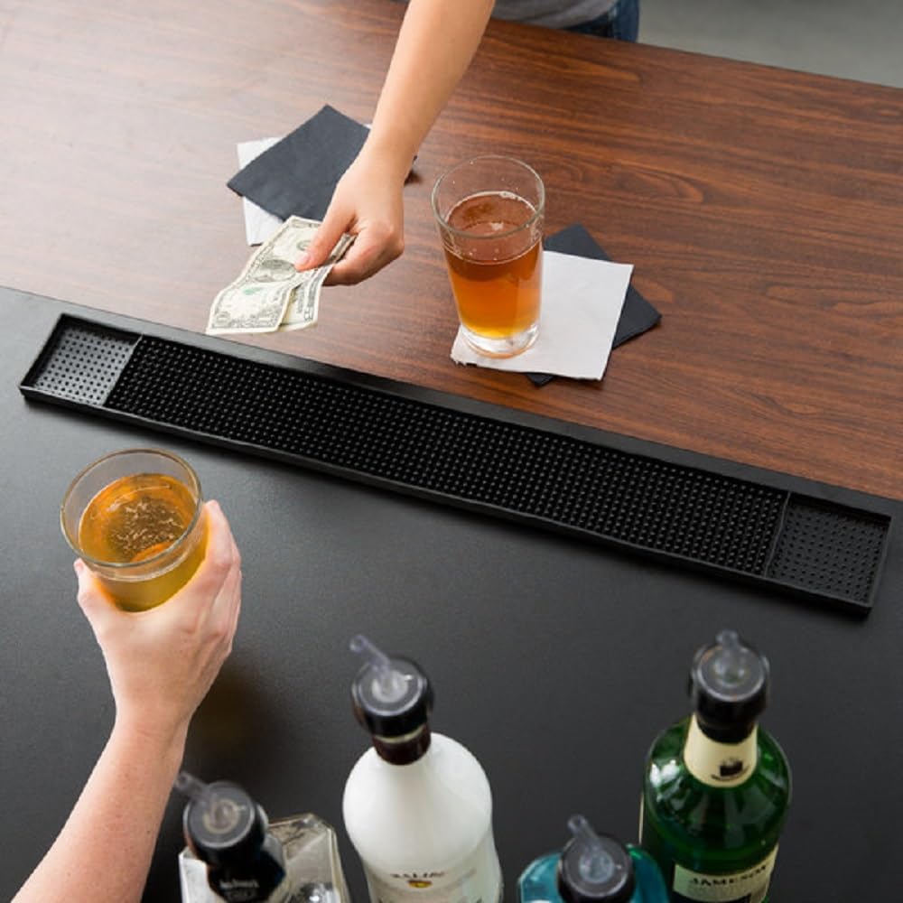 27" x 3-1/4" Long Rubber Bar Service No-Slip Mat- Bar Service Mat Service Mat Drying Bar Spill Mat for Counter Top Cafe Bar Kitchen Hotel Cocktail Perfect for Bars & Restaurants