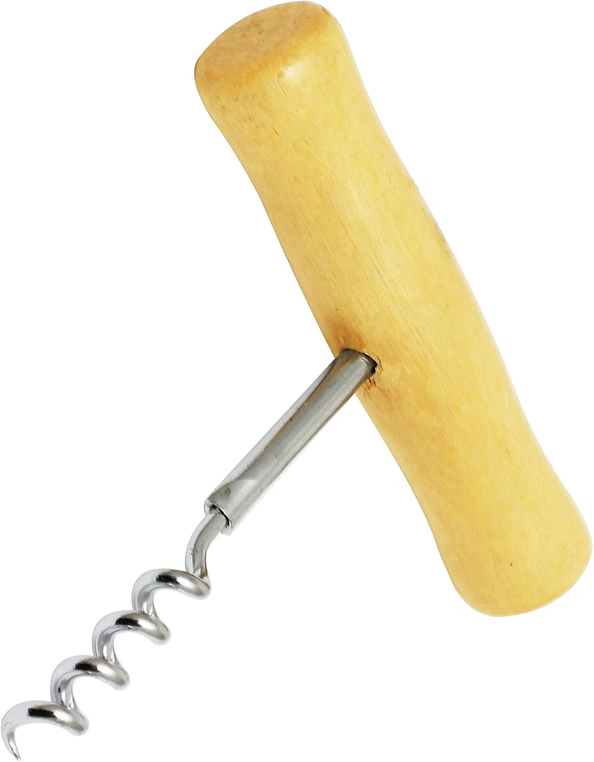 4" Stainless Steel Cork Screw with Wooden Handle - Wine Opener Cork Screw Corkscrews for Wine Bottles Wine Bottle Opener for Servers Waiters Bartenders and Home Use