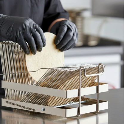 18 Slots Heavy Duty Tostada Shell Basket Nickel Plated 19-3/8" x 6-1/4" x 7-5/8" - Deep Fryer Tostada Holder Basket Heavy-Duty Tostada Fry Basket Taco Deep Fryer Taco Holder