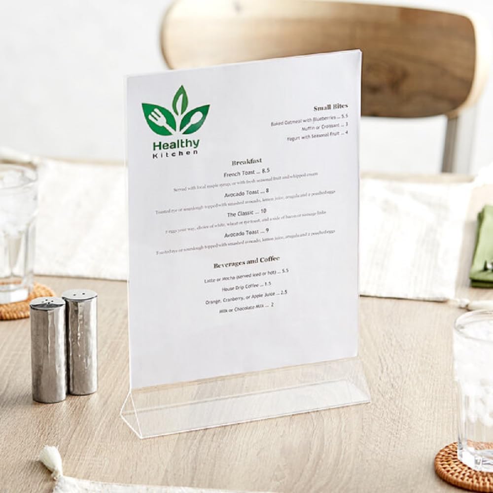Acrylic Menu Sign Photo Table Holders Clear - Upright Table Desk Displays Double Sided Table Menu Stands Picture Frames for Wedding Table Numbers Restaurant Signs