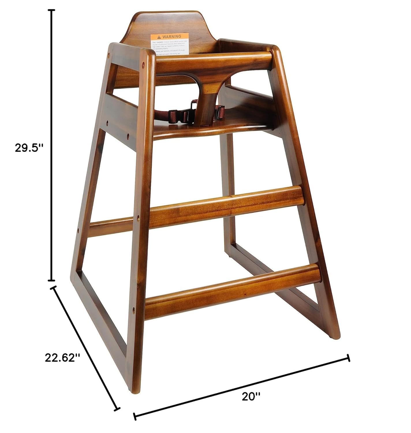 Wood Children High Chair with Safety Belt Wood Finished- Knock-Down Package Commercial Grade Children High Stool Dining Chair for Restaurant & Home Use