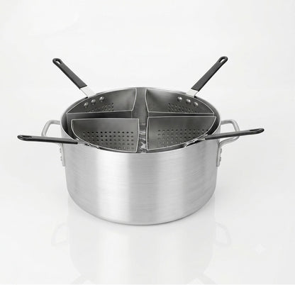 20 Qt. Aluminum Pasta Cooker with 4 Stainless Steel Inserts Set - Pasta Pot Pasta Cooker Strainer Basket Multipurpose Pasta Cookware for Spaghetti Vegetable Blanching Home Kitchen