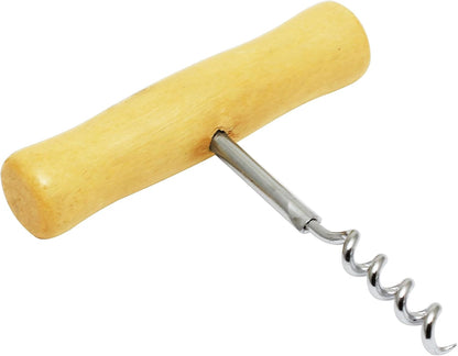 4" Stainless Steel Cork Screw with Wooden Handle - Wine Opener Cork Screw Corkscrews for Wine Bottles Wine Bottle Opener for Servers Waiters Bartenders and Home Use