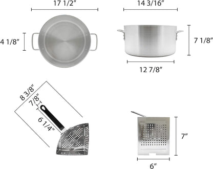 20 Qt. Aluminum Pasta Cooker with 4 Stainless Steel Inserts Set - Pasta Pot Pasta Cooker Strainer Basket Multipurpose Pasta Cookware for Spaghetti Vegetable Blanching Home Kitchen