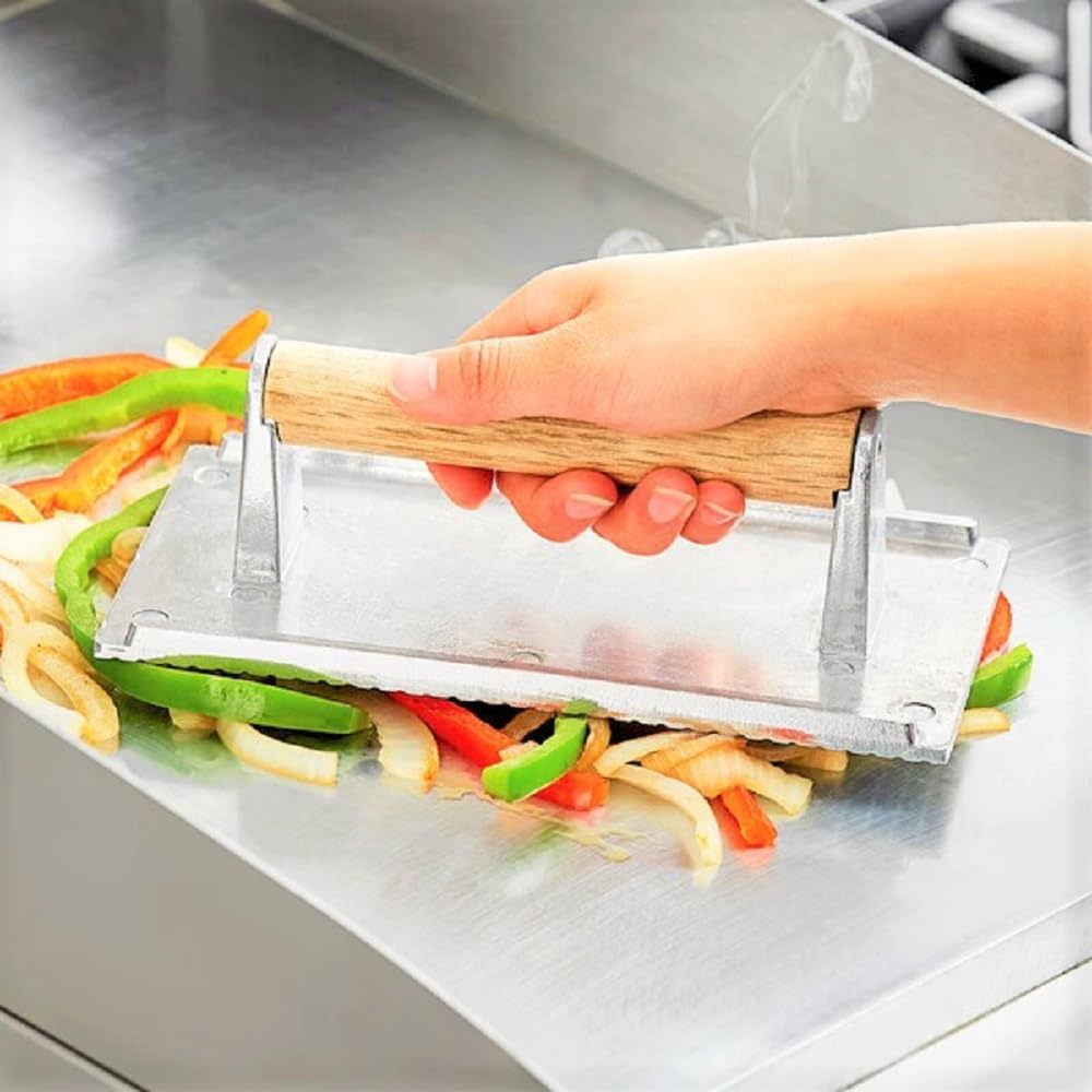 Steak Weight Cast Iron with Wooden Handle - Grill Press Bacon Press Meat Steak Sandwich for Griddle Grill Press Burger Press Griddle Press Meat Press
