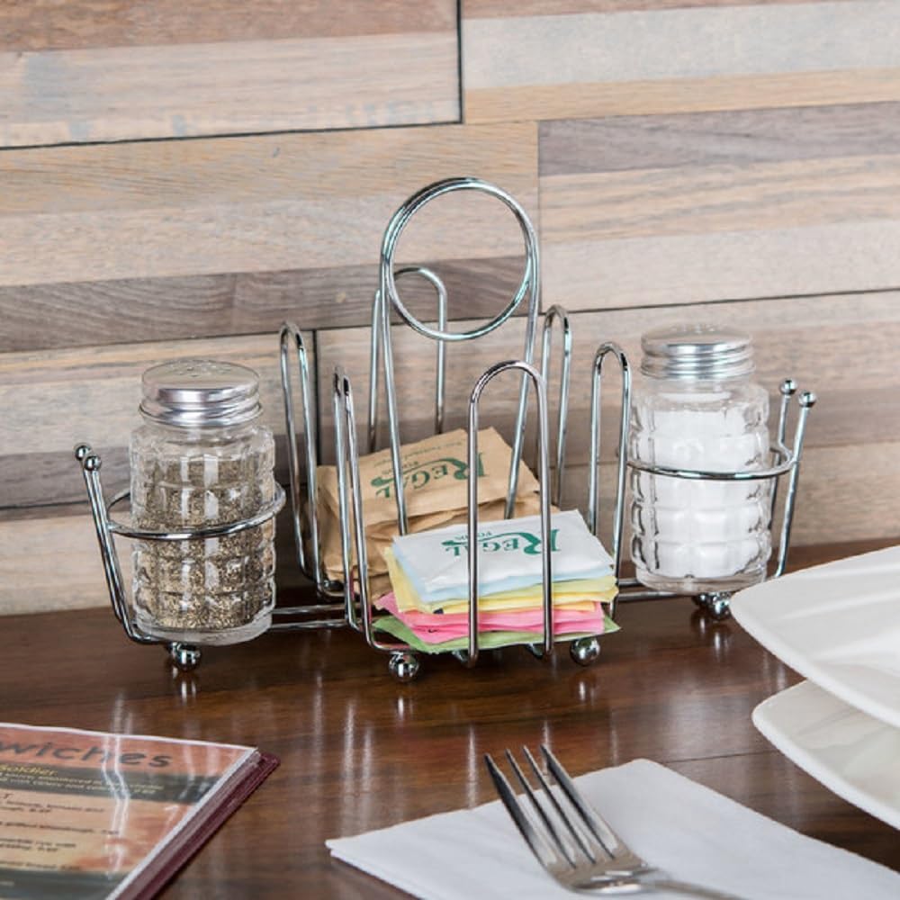 Sugar Packet Holder Chrome Plated Set of 2- Metal Sweetener Container Coffee Accessories Sugar Caddy Holder for Restaurant Home Sugar Tea Bag Basket