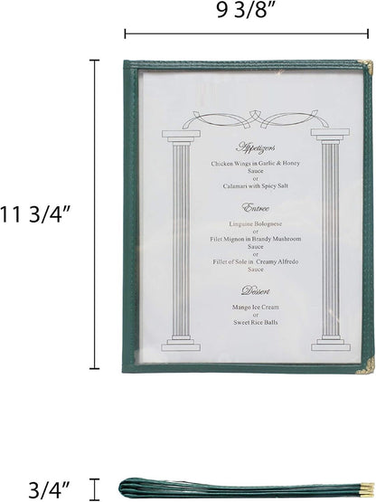 8-1/2” x 11” Four Page Book Fold Restaurant Menu Covers 4 Page 8 View Set of 10 - Crystal Clear Menu Covers Sleeve Menu Folder Menu Book Holders for Bar Cafe Restaurant