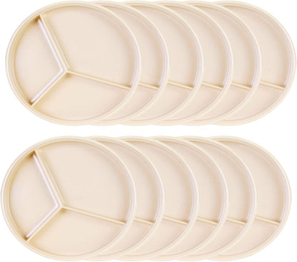 8-1/4” Deep Divided Server Melamine Set of 12- Dishwasher Safe Break-Resistant Serving Platter Serving Plates Portion Plates for Dinner Home Kitchen Restaurants