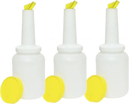 Pour and Store Fruit Juice and Liquor Pour Bottles  Set of 3- Juice Pouring Bottle Containers Bar Pour Bottles Plastic Juice Pour Bottles Plastic Barware for Bars & Event