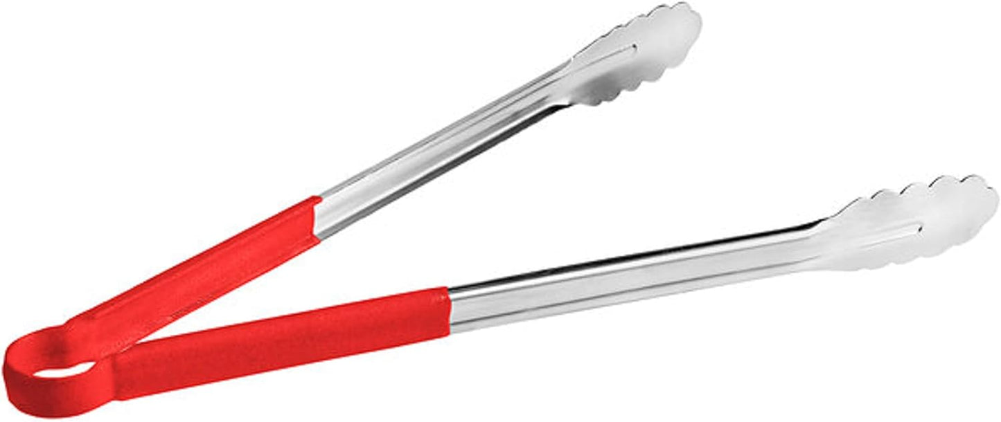 Stainless Steel Kitchen Tong with Non-Slip Coated Handles- Kitchen Tongs Metal Food Tongs Premium Stainless Steel Tongs for Cooking Food Salad Grilling Barbecue BBQ Buffet
