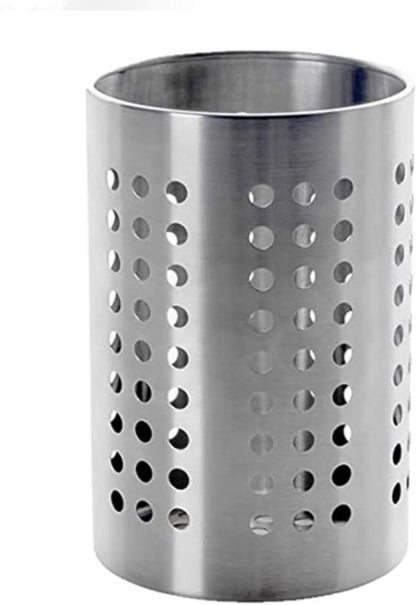 Straight Wall Flatware Cylinder Stainless Steel- Kitchen Tools Flatware Holder Utensil Drying Cylinder Countertop Silverware Caddy Flatware and Kitchen Utensils