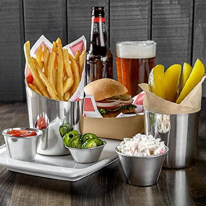 13 oz. Stainless Steel French Fry Cup Set of 2- French Fry Holder Stainless Steel Fry Cup Appetizer Cups For Serving Chips Onion Rings Tater Tots or Vegetables