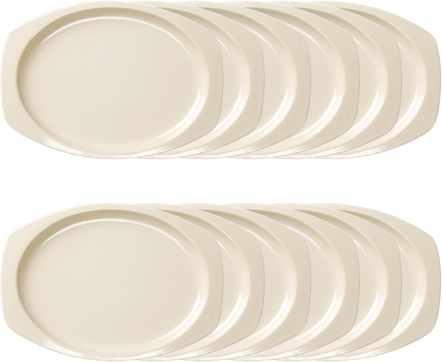 Rectangular Platter White Color Melamine Set of 12- Reusable Plates Kitchen Plates Dinnerware Serving Platter Dishes Dishwasher Safe Break-Resistant for Home Kitchen