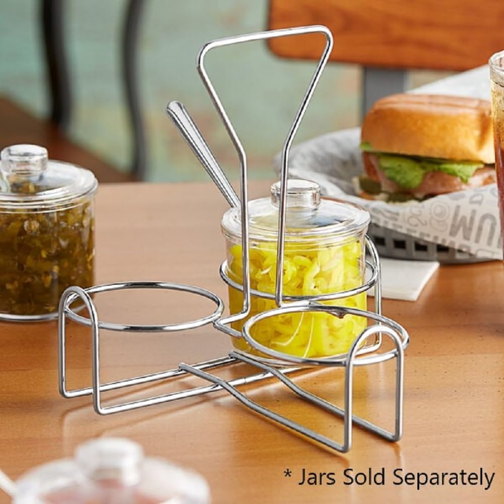 Condiment Jar Holder Iron Plated Hole Size: 3-3/8" Diameter - Condiment Rack Holder Table Caddy Tabletop Seasoning Spice Organizer for Home and Restaurant