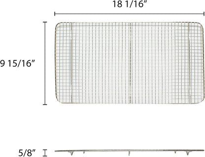 Rectangular Wire Pan Grate Chrome-Plated Set of 2-Fits Third Size  Cooling Rack Baking Sheet GraSheet Cookie Panste Cake Rack for Pies Cookies Pastries Cakes