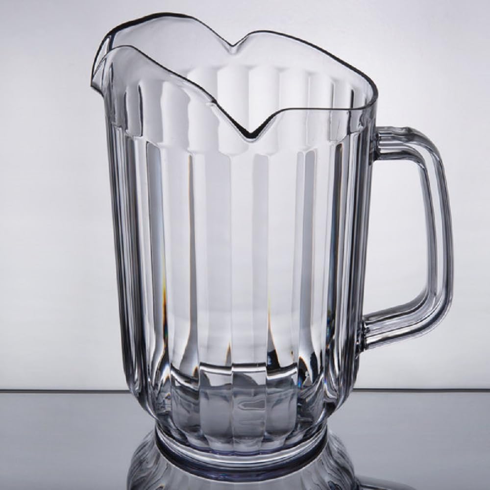 Three Spouts Water Pitcher Polycarbonate Clear Color Set of 2 - Beverage Serveware Carafe Clear Pitcher for Mimosa Bar Brunch Cold Water Juice Milk Iced Tea Lemonade
