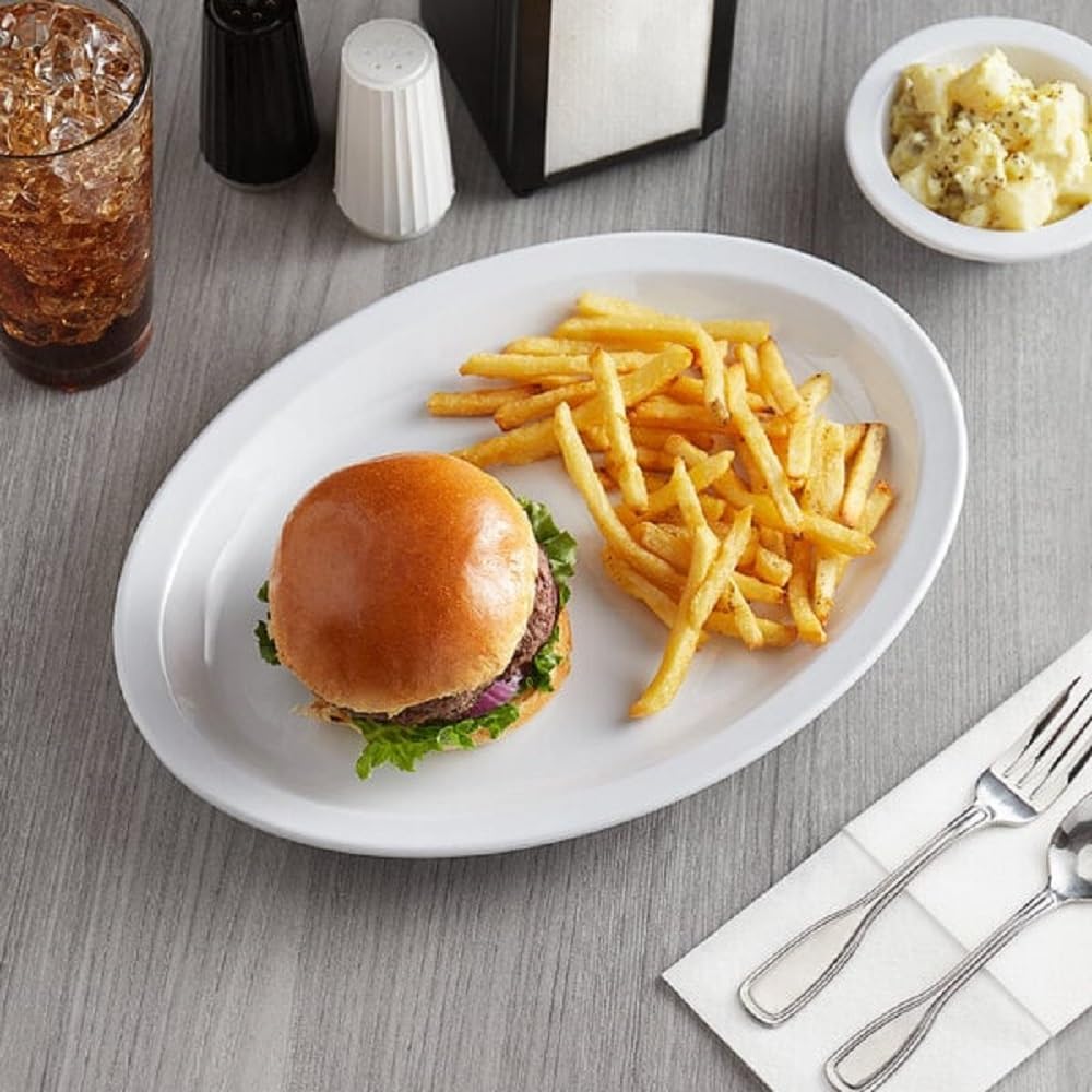 Narrow Rim Platter Melamine Set of 12 - Dishwasher Safe Break-Resistant Reusable Serving Platter Kitchen Dinnerware Appetizer Plates Serving Trays