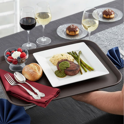 14" x 18"  Rectangular 2 Service Tray Fiberglass Non Slip Surface Service Trays Restaurant Tray Plastic Food Meals Server Tray for Home Kitchen Restaurant Cafeteria Bar Hotel