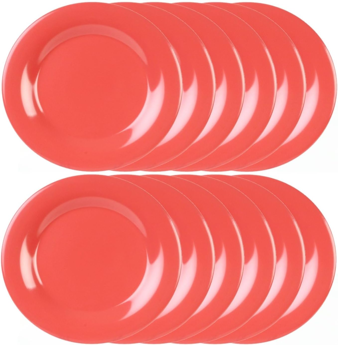 Round Dinner Plates Wide Rim Melamine Set of 12- Dishwasher Safe Reusable Plates Kitchen Plates Dinnerware Appetizer Plates Serving Plate Home Kitchen Restaurants