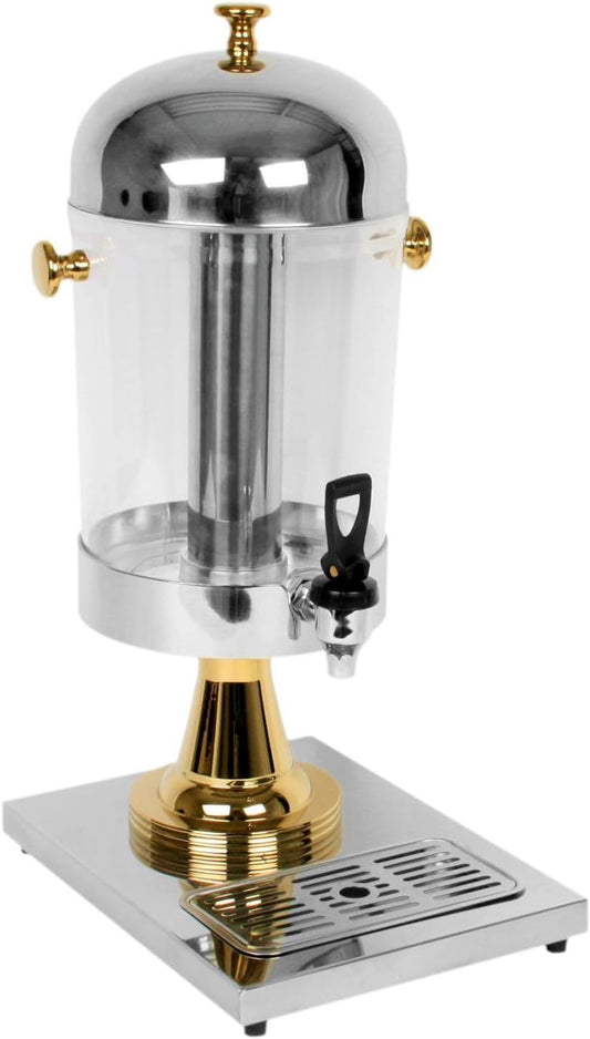 2.2 Gallon Stainless Steel Beverage Dispenser with Gold Accented Knobs- Leak Proof Drink Dispenser for Lemonade Sangria Tea Water Drink BBQ Picnic Pool Party Events Home Parties