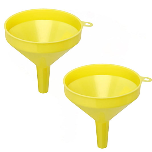 Kitchen Funnel Yellow Color Plastic Set of 2- Durable Kitchen Funnel Kitchen Gadgets Accessories Funnels for Filling Water Bottle Liquid Transfer Dry Ingredients & Powder