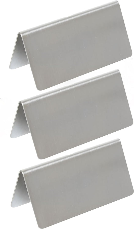 3" x 1-1/2" Stainless Steel Table Tent Sign Set of 3 - Beverage Signs Table Display Tent Signs for Party Buffet Restaurant Banquet Wedding Indoor Outdoor