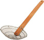 Mesh Skimmer Galvanized Steel with Natural Bamboo Handle- Spider Strainer Ladle Kitchen Frying Food Pasta Spaghetti for Cooking and Frying Pasta Strainer Spoon