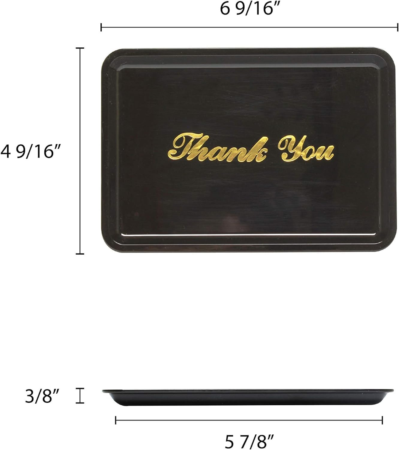 4 1/2" x 6 1/2" Plastic Tip Tray with Gold Thank You Imprint Color Set of 12 -Check Presenters for Restaurants Check Tip Trays Check Holders for Restaurants Bars Hotels