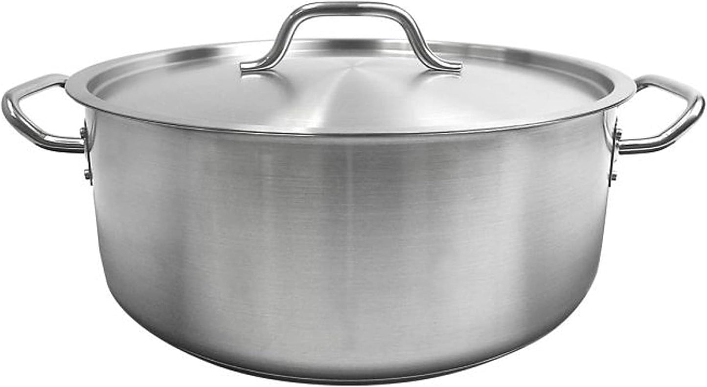 Stainless Steel Braiser Pot with Encapsulated Base and Cover - Heavy-Duty Brazier Pot Cookware Braiser for Soup Meat Bread Baking Dishwasher Safe and Oven Safe NSF Certified