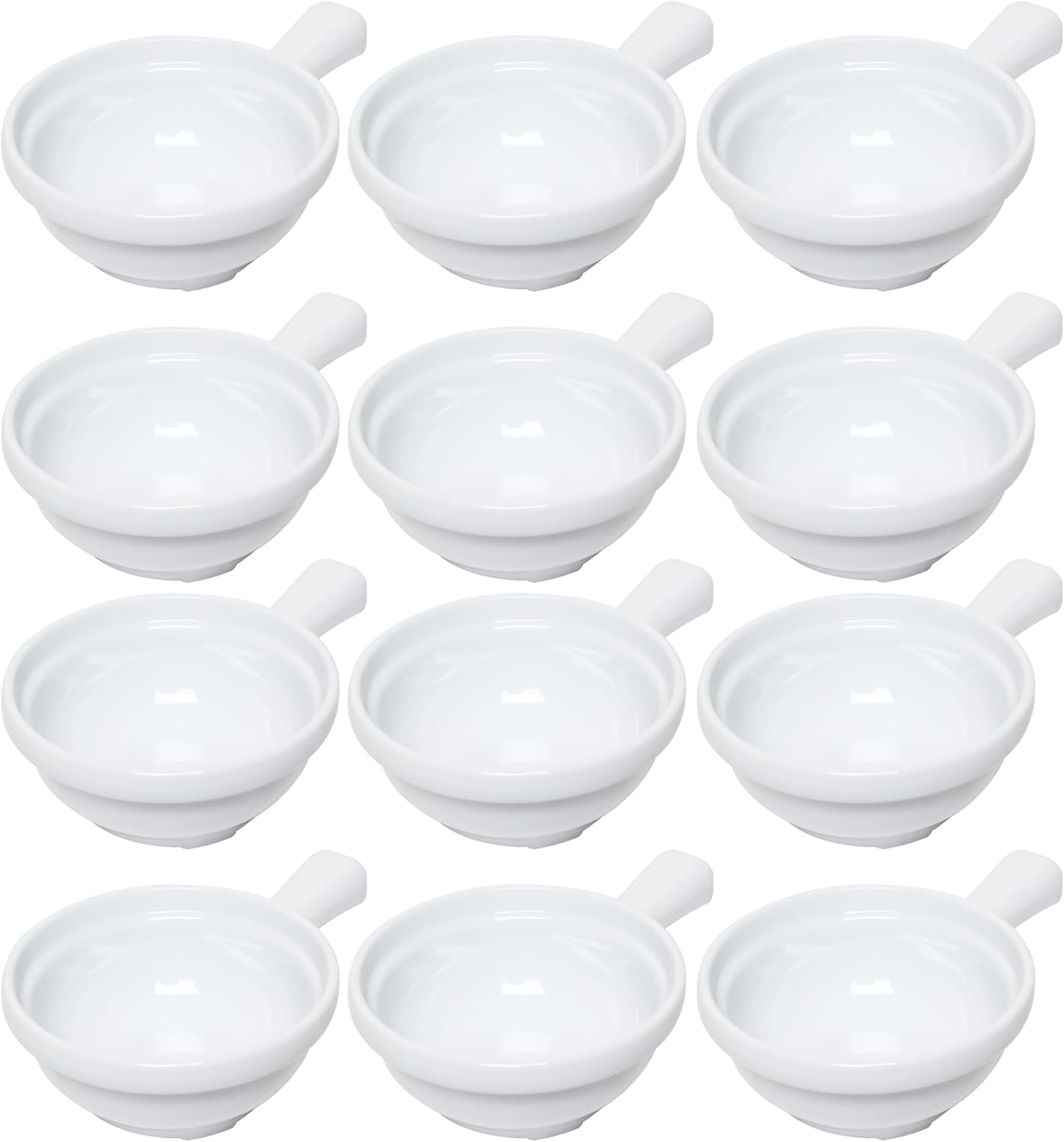10 oz Soup Bowls with Handle Melamine Set of 12- Dishwasher Safe Break-Resistant Reusable Bowls Serving Soup Bowl Broth Cups Soup Bowls Ice Cream Dipping Sauce