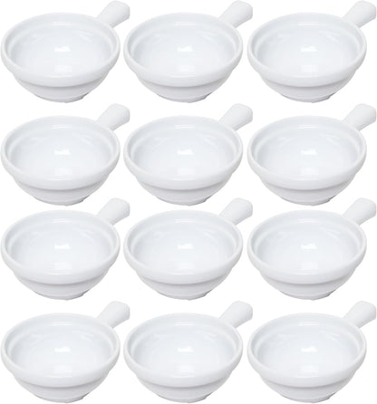 10 oz Soup Bowls with Handle Melamine Set of 12- Dishwasher Safe Break-Resistant Reusable Bowls Serving Soup Bowl Broth Cups Soup Bowls Ice Cream Dipping Sauce