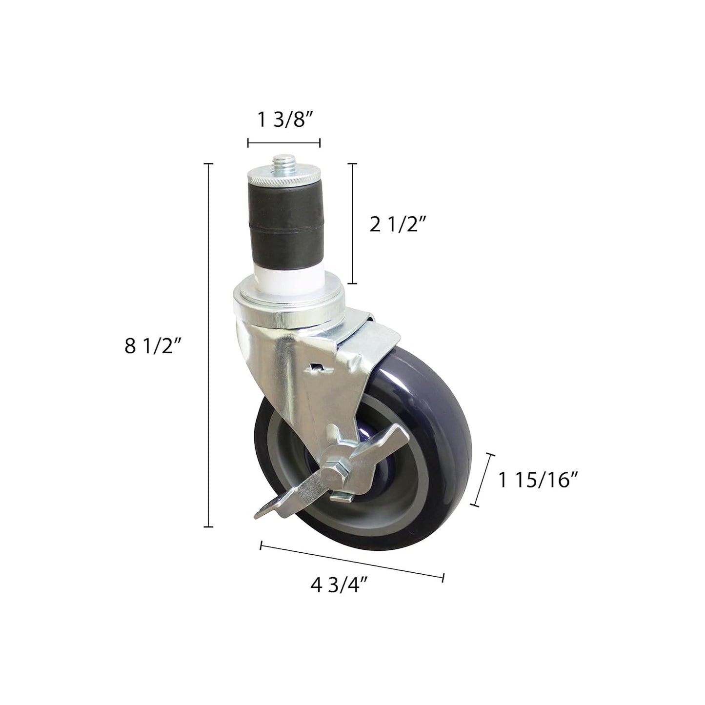 5” Work Table Caster Polypropylene Wheel- Caster for Food Prep and Work Table