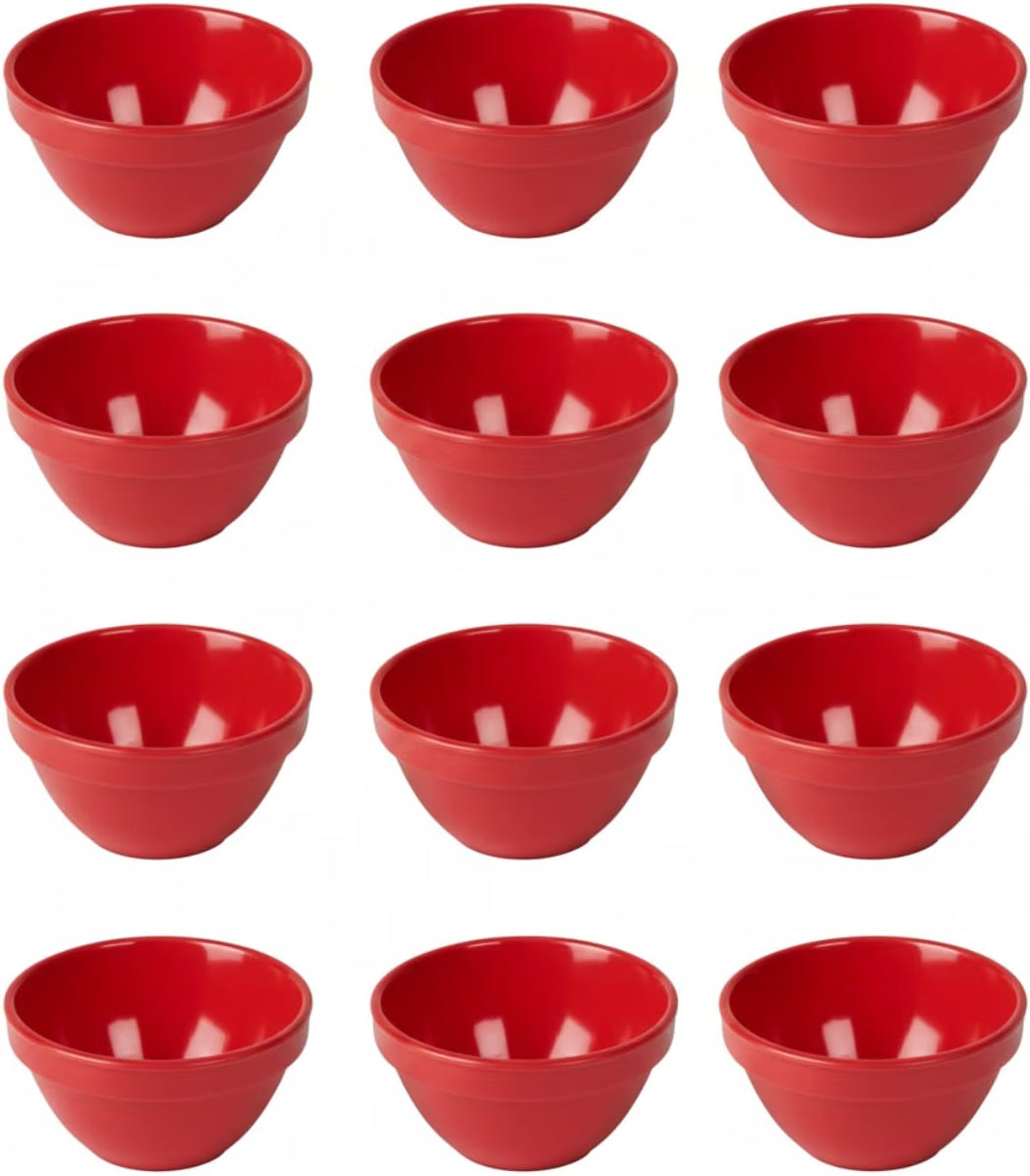 Bouillon Cup Color Melamine Set of 12- Dishwasher Safe Break-Resistant Reusable Bowls Serving Soup Bowl Broth Cups Soup Bowls Ice Cream Dipping Sauce