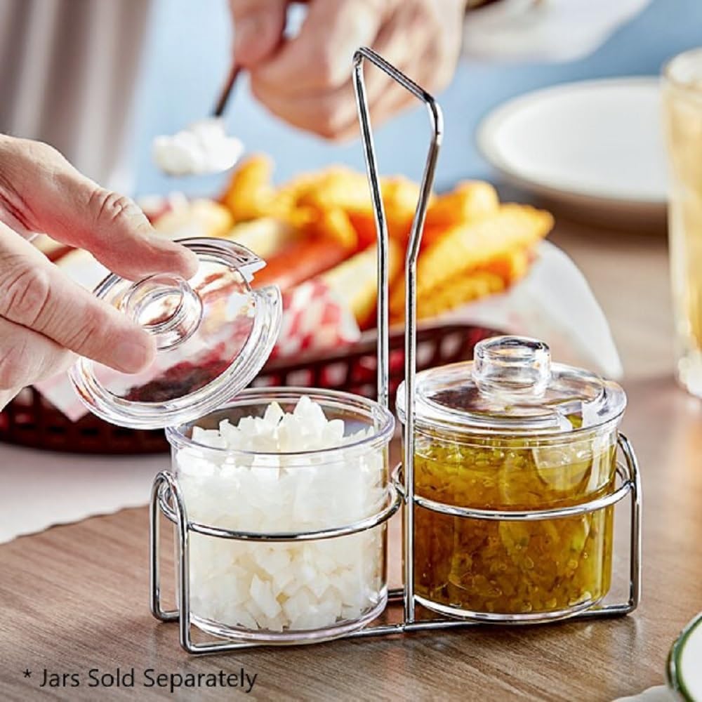 Condiment Jar Holder Iron Plated Hole Size: 3-3/8" Diameter - Condiment Rack Holder Table Caddy Tabletop Seasoning Spice Organizer for Home and Restaurant