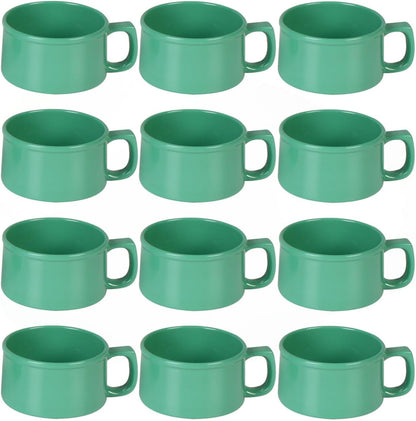 10 oz Soup Mug Melamine Set of 12- Dishwasher Safe Break-Resistant Coffee Cup Set Reusable Plastic Mug for Soups Latte Cappuccino Cocoa Hot Tea Home Cafe Restaurants