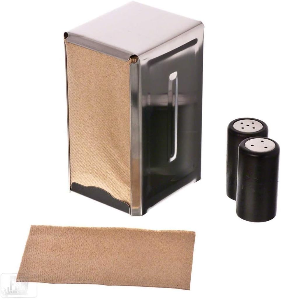 Set of 2 - Stainless Steel - Dual Sided - Tall Fold - Table Top - Napkin Dispenser with Polished Finish