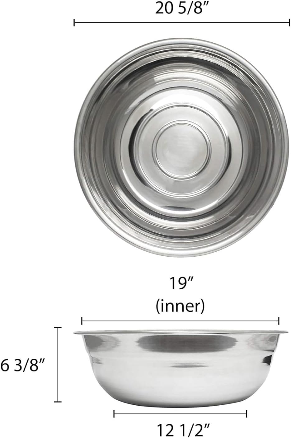 Polar Basin Stainless Steel bowl Heavy Duty Dent-Resistant with Contoured neck - Mixing Bowl Prep Bowl Metal Bowl Great for Prepping Cooking Baking Meal Prep Bowl