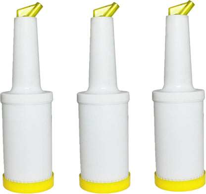 Pour and Store Fruit Juice and Liquor Pour Bottles  Set of 3- Juice Pouring Bottle Containers Bar Pour Bottles Plastic Juice Pour Bottles Plastic Barware for Bars & Event