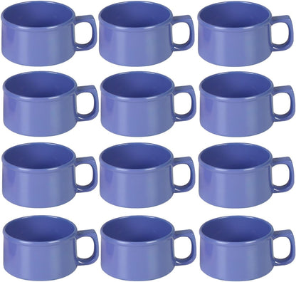 10 oz Soup Mug Melamine Set of 12- Dishwasher Safe Break-Resistant Coffee Cup Set Reusable Plastic Mug for Soups Latte Cappuccino Cocoa Hot Tea Home Cafe Restaurants