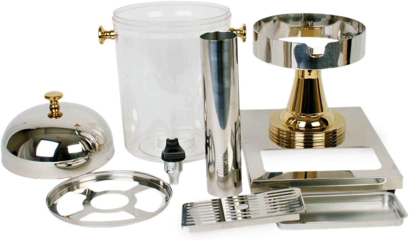 2.2 Gallon Stainless Steel Beverage Dispenser with Gold Accented Knobs- Leak Proof Drink Dispenser for Lemonade Sangria Tea Water Drink BBQ Picnic Pool Party Events Home Parties