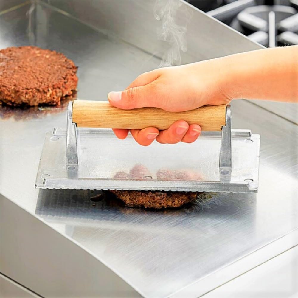Steak Weight Cast Iron with Wooden Handle - Grill Press Bacon Press Meat Steak Sandwich for Griddle Grill Press Burger Press Griddle Press Meat Press